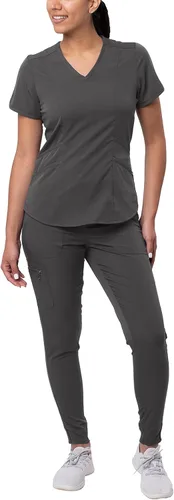 Adar Pro - Conjunto médico moderno para mujer - Camiseta médica moderna con cuello en V y pantalón médico, pantalón de yoga