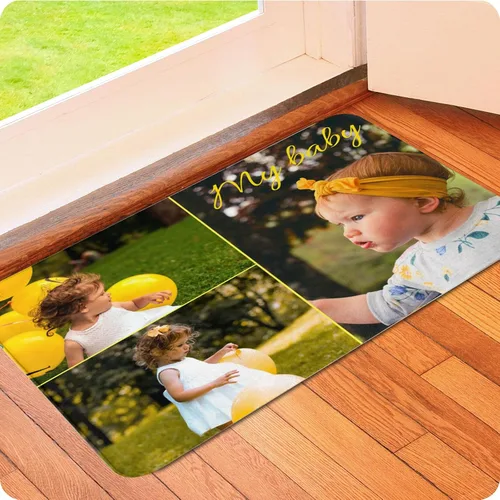 Miniatura 13 de Tapete personalizado para puerta con imagen, logotipo, nombre, texto, antideslizante, lavable, rectangular, personalizable con estampado, tapete