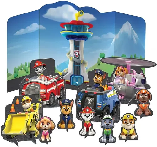 Paw Patrol Adventures - Decoración de mesa multicolor (14 a 8.8 pulgadas), paquete de 1 pieza central de fiesta única, diseño llamativo y divertido,