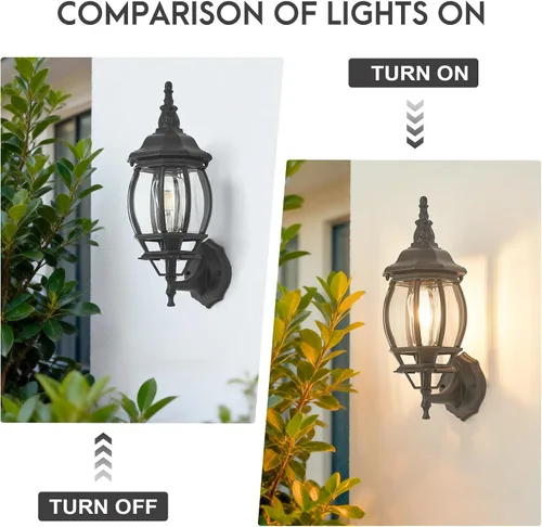 Miniatura 4 de Paquete de 2 lámparas de aluminio impermeables para exteriores, luces de porche exteriores, apliques de pared al aire libre, luces de porche