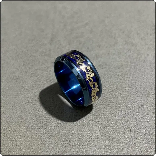 Miniatura 6 de Anillo de banda de fibra de carbono de moda Anillo de dragón de acero inoxidable