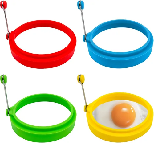 Juego de anillos de huevo, moldes de silicona para huevos, anillos de huevo frito y anillo antiadherente para cocinar huevos, multicolor, paquete de