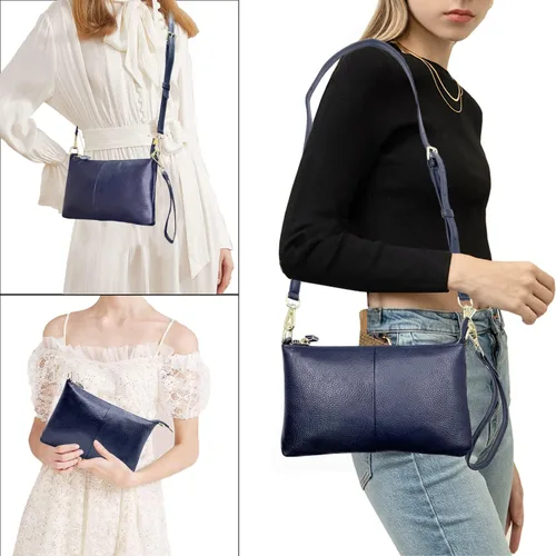 Miniatura 6 de Beurlike Cartera de cuero para mujer, bolso cruzado pequeño para teléfono