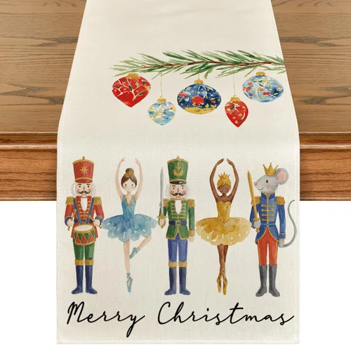 Artoid Mode Cascanueces - Camino de mesa de Navidad, decoración de mesa de comedor de cocina de invierno de temporada para decoración de fiesta del