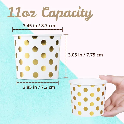 Miniatura 4 de MATICAN Vasos de papel para helado, 50 cuencos de postre desechables de 11 onzas para alimentos calientes o fríos, suministros de fiesta de 11