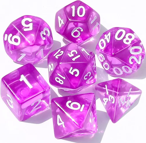 Miniatura 16 de CiaraQ DND - Juego de dados poliédricos con una bolsa de dados negra para juegos de mesa de rol D&D RPG MTG Rojo mezclado azul+purpurina