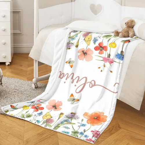 Miniatura 5 de Manta de bebé personalizada con nombre, manta personalizada de elefante para niña, regalos personalizados para baby girls, Navidad, Pascua