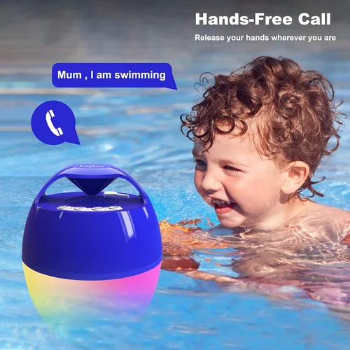 Miniatura 6 de Altavoces portátiles Bluetooth para piscina, altavoz de bañera de hidromasaje con luces coloridas, altavoz flotante impermeable IP68, sonido estéreo