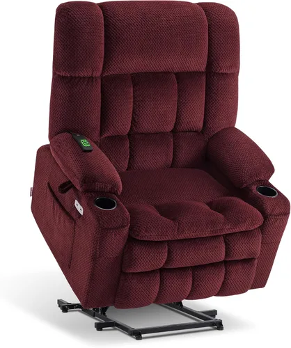 Miniatura 28 de MCombo 7893 - Silla reclinable pequeña de doble motor para ancianos pequeños, silla elevadora de gravedad cero con calor y masaje, posición Beige