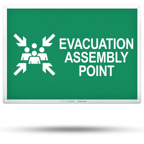 Miniatura 7 de TRADESAFE Señal de flecha izquierda de ruta de evacuación de emergencia – Ruta De Evacuación De Emergencia Señal Español, Instalación Rápida