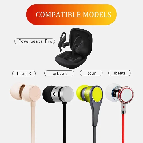 Miniatura 3 de Paquete de 8 almohadillas de repuesto para Beats Powerbeats Pro - Auriculares de silicona suave para auriculares inalámbricos Powerbeats Pro, Negro