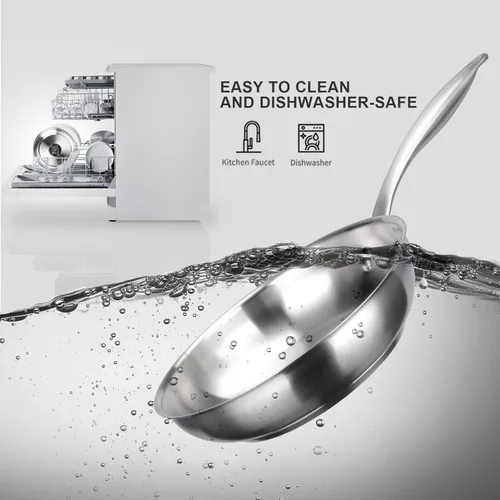 Miniatura 6 de Duxtop Sartén de acero inoxidable de tres capas con mango que se mantiene fresco, sartén profesional de 8 pulgadas con parte inferior magnética