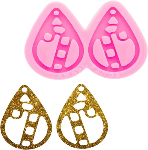 Miniatura 11 de Moldes de silicona con forma de bastón de Navidad brillante y brillante, molde de aretes de silicona para aretes de resina epoxi para hacer joyas