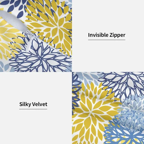 Miniatura 3 de Juego de 2 fundas de almohada de flores de crisantemo azul, amarillo y azul marino, fundas para sofá, oficina, dormitorio, decoración del hogar, 16