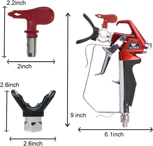 Miniatura 5 de Pistola de pintura sin aire con punta 517 de alta presión 4000 PSI Serie Roja Pistola pulverizadora sin aire (2 dedos)