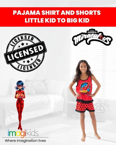 Miniatura 3 de Miraculous Rena Rouge Ladybug - Camiseta de pijama y pantalones cortos para niñas pequeñas a grandes