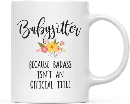 Miniatura 61 de Andaz Press Taza de café de 11 onzas, regalo de broma, tía porque Badass no es un título oficial, gráfico floral, 1 paquete