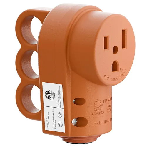Nema 6-50R 50Amp 250V Female Welder Receptacle, 50A 250V Welder 3-Prong Female, ETL Listed 50A Welder Socket, 50A 250V Welder Connector,Orange
