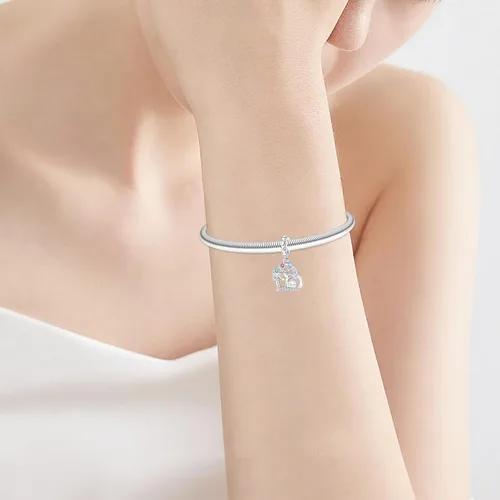 Miniatura 136 de Dije de girasol con diseño de estrella y luna y elefante para pulsera, collar de plata de ley 925, dijes de corazón de amor para mujer, regalo