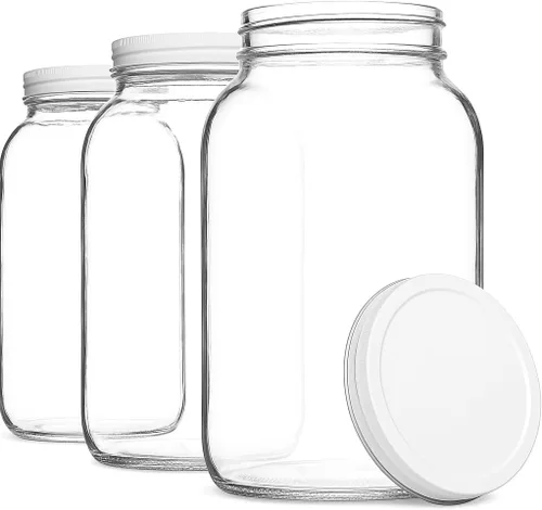 Miniatura 16 de kitchentoolz Juego de 3 tarros de vidrio grandes de un galón con tapa, tarro de boca ancha para té al sol, decapado, kombucha, jarra de vidrio de 1