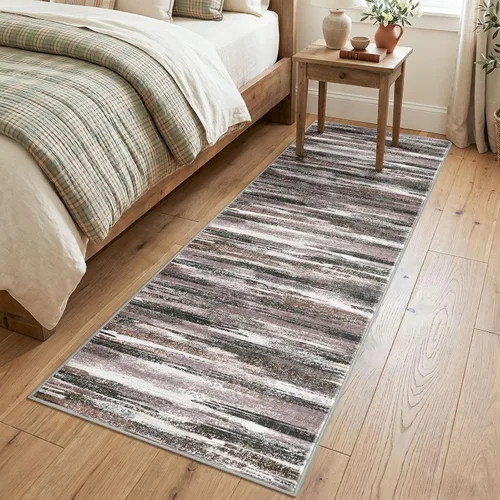 Miniatura 60 de Lansny Alfombra moderna abstracta para entrada de interiores de 2 x 3 pies, lavable, antideslizante, suave, alfombra de área pequeña, color negro