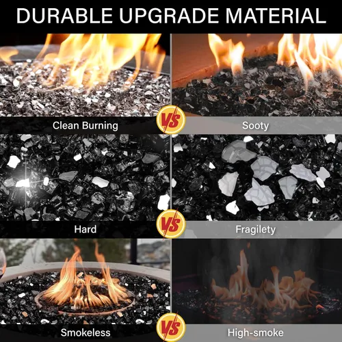 Miniatura 216 de NUPICK Vidrio de Fuego de 5 Libras, Vidrio Brillante para Fogata de 1/2 Pulgada, Roca de Vidrio Templado para Fogata para Propano o Gas Natural