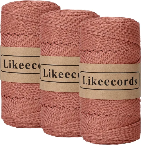 Miniatura 44 de Likeecords Cordón de macramé trenzado de poliéster de 0.157 in, 140 yardas/426 pies, hilo elástico para bolsa de ganchillo para manualidades, Verde