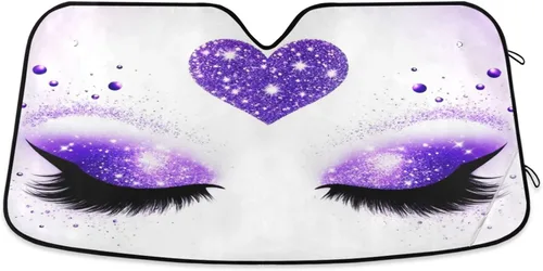 Miniatura 18 de Parasoles para parabrisas de vehículo, diseño de ojos de mujer, guiño y pestañas sexys, bloquean rayos ultravioleta y mantienen tu vehículo fresco