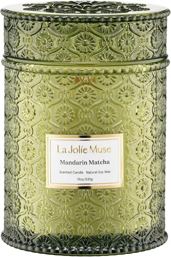 Miniatura 21 de LA JOLIE MUSE Vela de vainilla y coco – Coco, freesia y vainilla Vela de mecha de madera grande de 19 oz Cera de soja natural 90 horas de Isla
