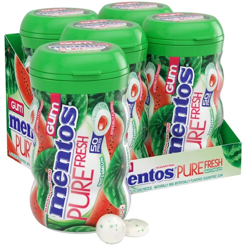 Mentos Pure Fresh - Goma de mascar sin azúcar con xilitol, dulces de Pascua a granel, sabor Watermelon, 200 unidades (paquete de 4)