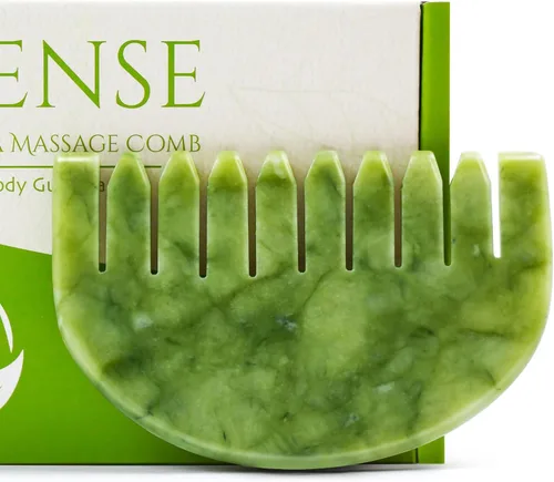 Miniatura 17 de Gua Sha Peine, jade de piedra guasha natural, peine de masaje para el cuidado del cuero cabelludo, herramienta de masaje para raspado corporal Gua