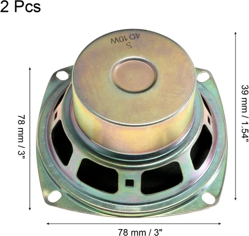 Miniatura 2 de uxcell 10W 4 Ohm 3 Pulgadas 3.071x3.071x1.535 in Altavoz Anti-Magnético Altavoz 4pcs