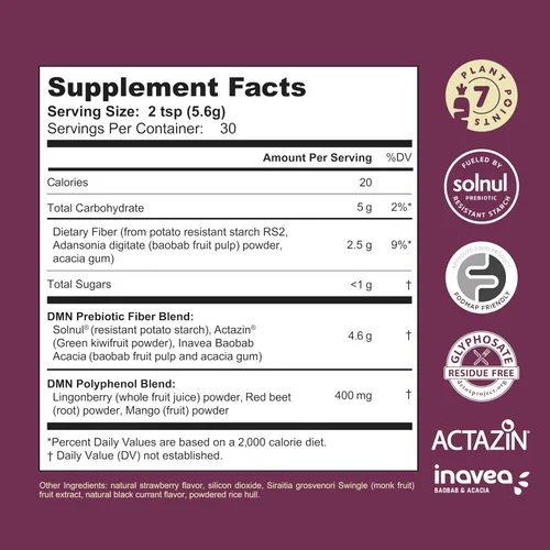 Miniatura 2 de DMN (Daily Microbiome Nutrition), 6 onzas, polvo de fibra a base de plantas con 3 prebióticos diferentes, ayuda a la salud digestiva e intestinal