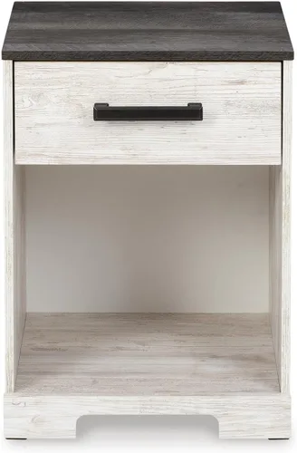 Miniatura 5 de Signature Design by Ashley Shawburn Farmhouse - Mesita de noche con 1 cajón, color blanco y gris