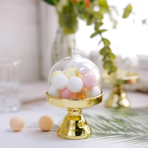 Miniatura 6 de Efavormart - Paquete de 12 soportes transparentes para cupcakes de 3 pulgadas, soporte de placa de exhibición de dulces con cúpula para bodas