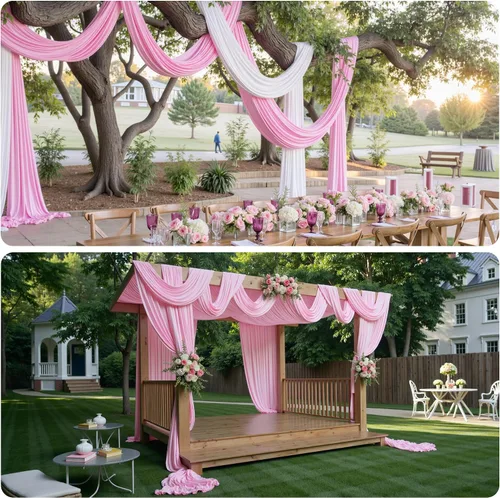 Miniatura 39 de 2 paneles de 5 pies de ancho x 20 pies de alto, cortinas de techo marrones para fiestas de boda – 20 pies extra largas de poliéster grueso sin