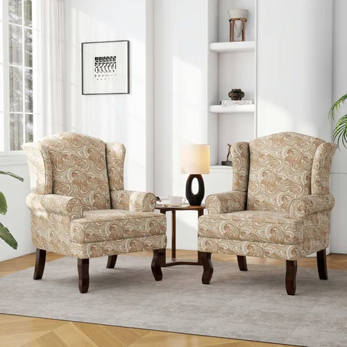 Miniatura 17 de Silla decorativa, sillón tapizado con respaldo alto con esponja de alta resistencia y patas de madera, sillas individuales modernas y cómodas de Un