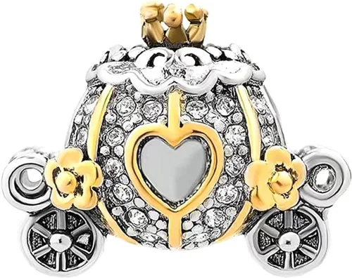 Miniatura 2 de KunBead Abalorio de carruaje de regalo de cumpleaños para mujeres y niñas, compatible con pulseras Pandora, Cobre, vidrio