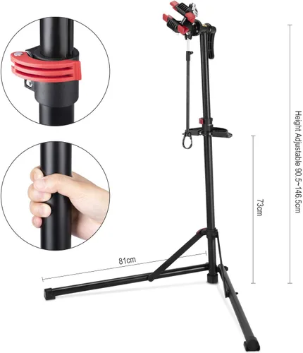 Miniatura 3 de CXWXC Soporte de reparación de bicicletas para mantenimiento de bicicletas, hasta 66.1 lbs, altura ajustable, plegable y giratorio de 360° para MTB