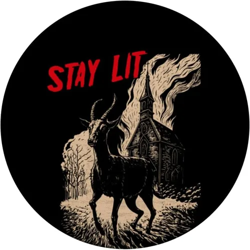 Miniatura 3 de PopSockets de Satán PopSockets intercambiables con diseño de áteo negro Phillip Burning Church Stay Lit