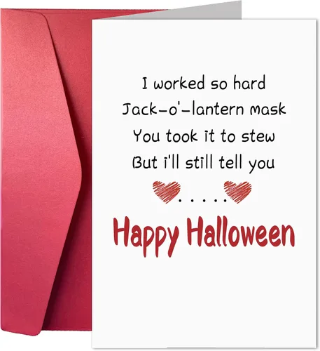 Tarjeta de felicitación divertida, tarjeta de amor travieso para padres, tarjeta de Halloween humorística para novio, novia, pareja, grito