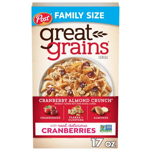 Miniatura 13 de Great Grains Cereal Crujiente de Arándanos y Almendras, Cereal con Arándanos Secos y Almendras, Proyecto Verificado Sin OMG, Caja de 14 OZ