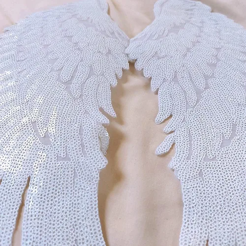 Miniatura 2 de LOCOMO Parche para coser con alas de ángel de lentejuelas grandes para decoración de ropa y chaqueta Blanco