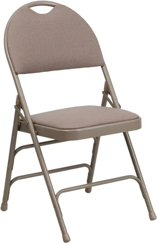 Miniatura 11 de Flash Furniture HERCULES Series Ultra Premium Triple Braced Black Vinyl Metal Silla plegable con asa fácil de transportar Marco negro de vinilo.