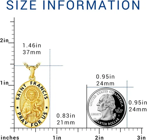 Miniatura 66 de Eusense San Miguel San Cristóbal San Benito San Judas Virgen María Collar chapado en oro 925 joyería religiosa para hombres y mujeres, collar