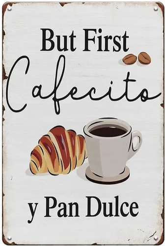 YOYI ART Letrero para decoración de pared con texto en inglés «But First Coffee» para decoración de pared, divertido letrero de metal vintage para