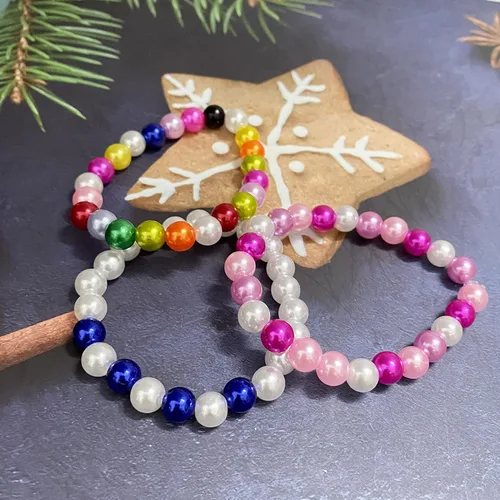 Miniatura 4 de Cuentas de perlas, 300 perlas artesanales de 0.315 pulgadas redondas espaciadoras para aretes, pulseras, collares, llaveros, joyería, manualidades