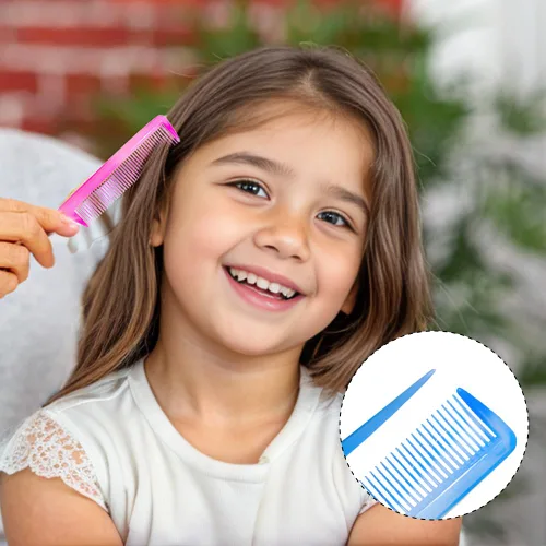 Miniatura 6 de Juego de Peines para el Cabello: Peine Azul de Dientes Finos, Peine de Dientes Anchos, Cola de Rata y Peine de Doble Propósito para Hombres
