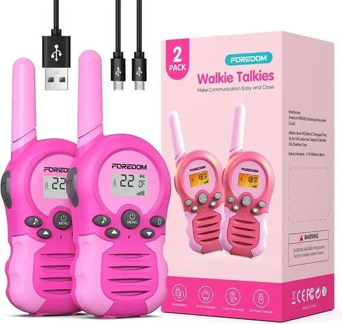 Miniatura 13 de FOREDOM Walkie Talkies recargables para niños Walkie Talkies de largo alcance para niños y niñas de 3 a 12 años de edad, juguetes de cumpleaños
