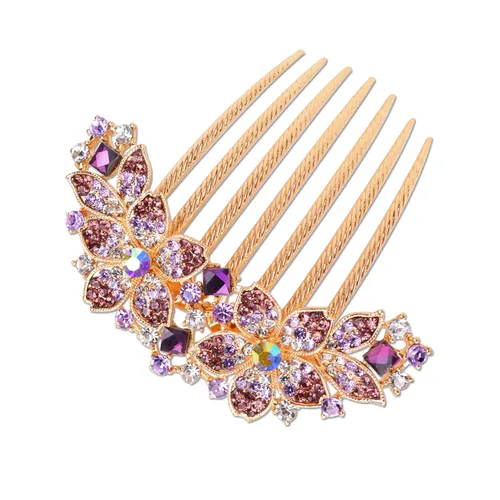 Miniatura 6 de Horquilla de mujer con diamantes de imitación y flores, también perfecta como regalo del Día de la Madre para mamá (Azul)